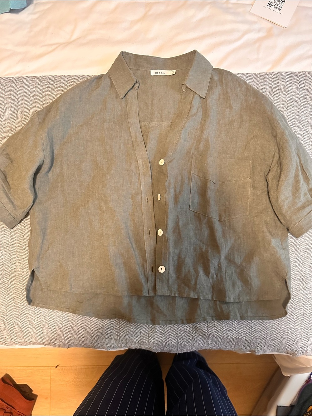 Mod Ref Linen Shirt in Olive Green